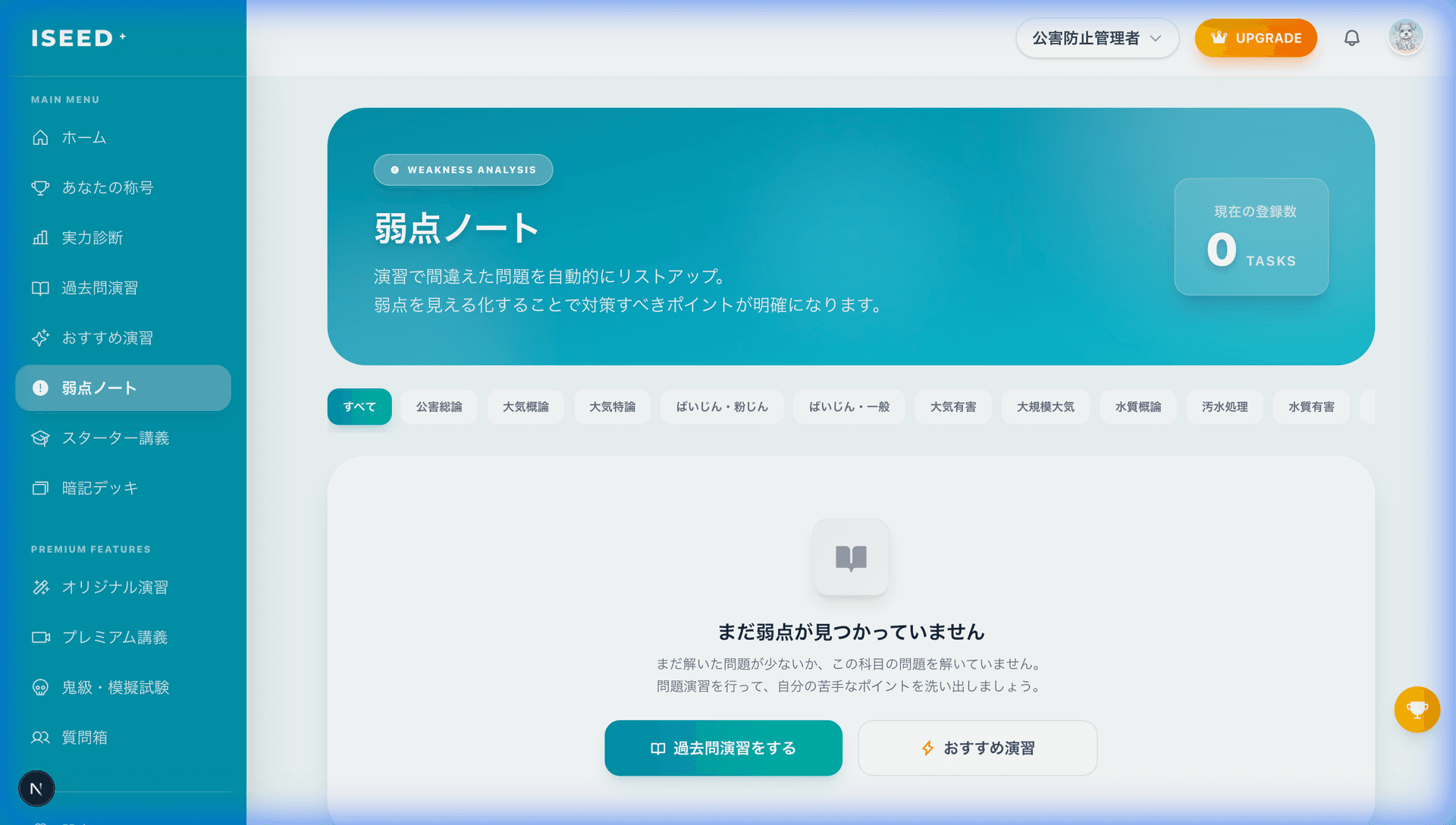 弱点ノートの画面